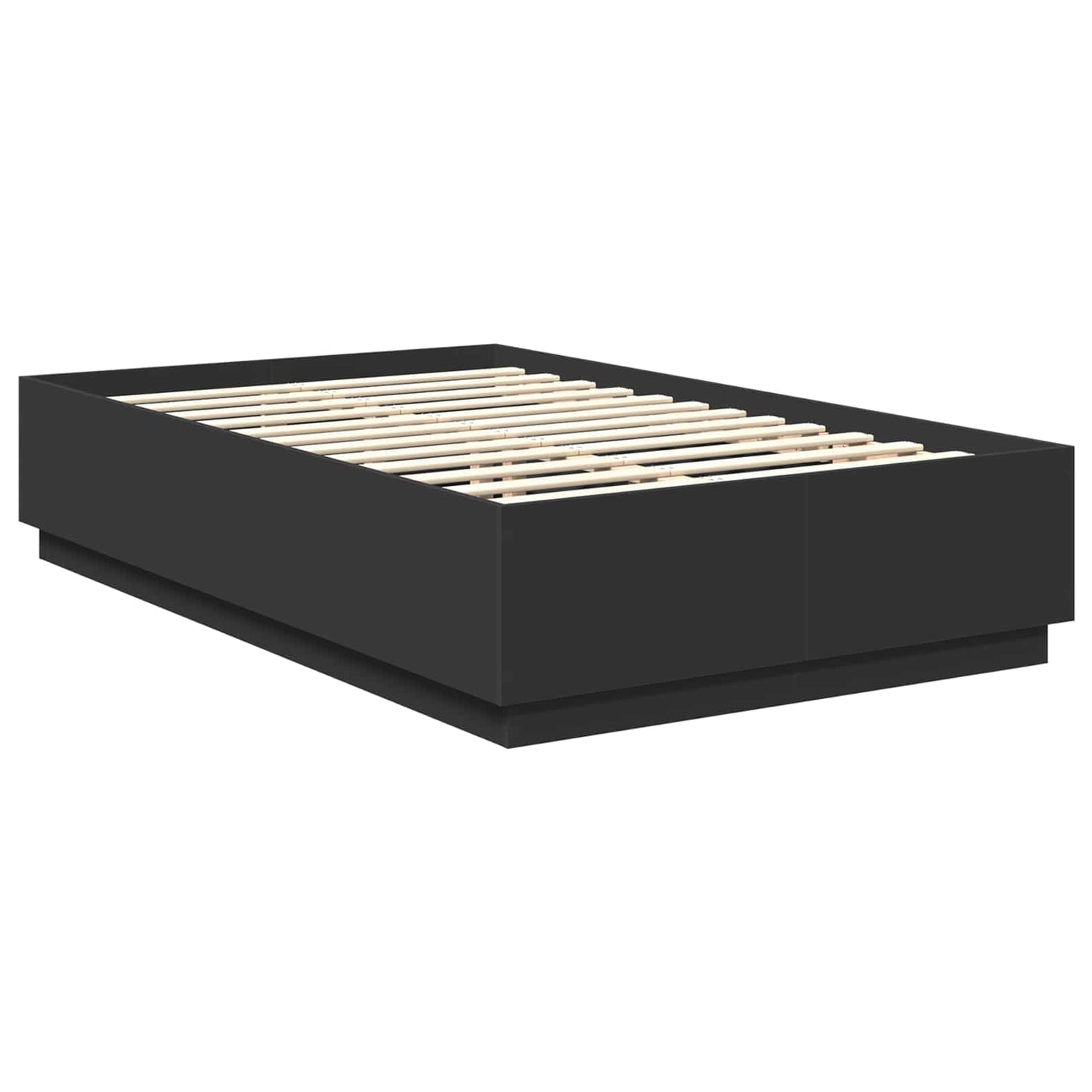 vidaXL Bed Frame with Headboard Black 120 x 190 cm Engineered Wood
