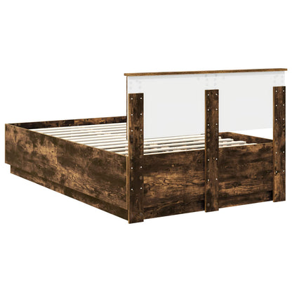 vidaXL Bed Frame Smoked Oak 120 x 190 cm Engineered Wood