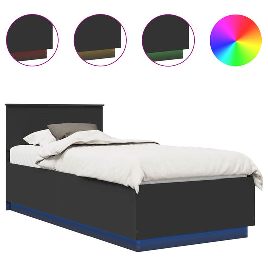 vidaXL Bed Frame with Headboard Black 100 x 200 cm Engineered Wood