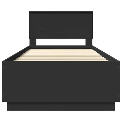 vidaXL Bed Frame with Headboard Black 100 x 200 cm Engineered Wood