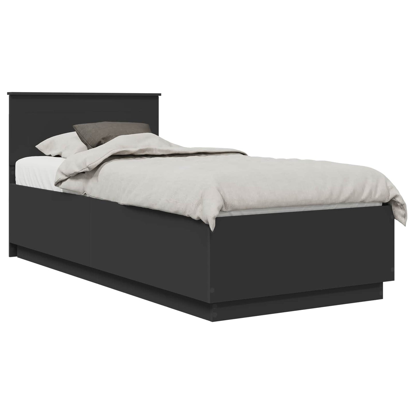 vidaXL Bed Frame with Headboard Black 100 x 200 cm Engineered Wood