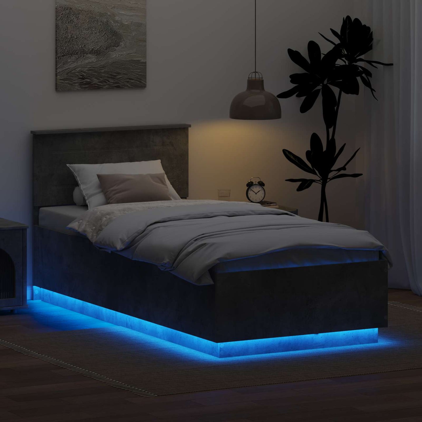 vidaXL Bed Frame Concrete Grey 100 x 200 cm Engineered Wood