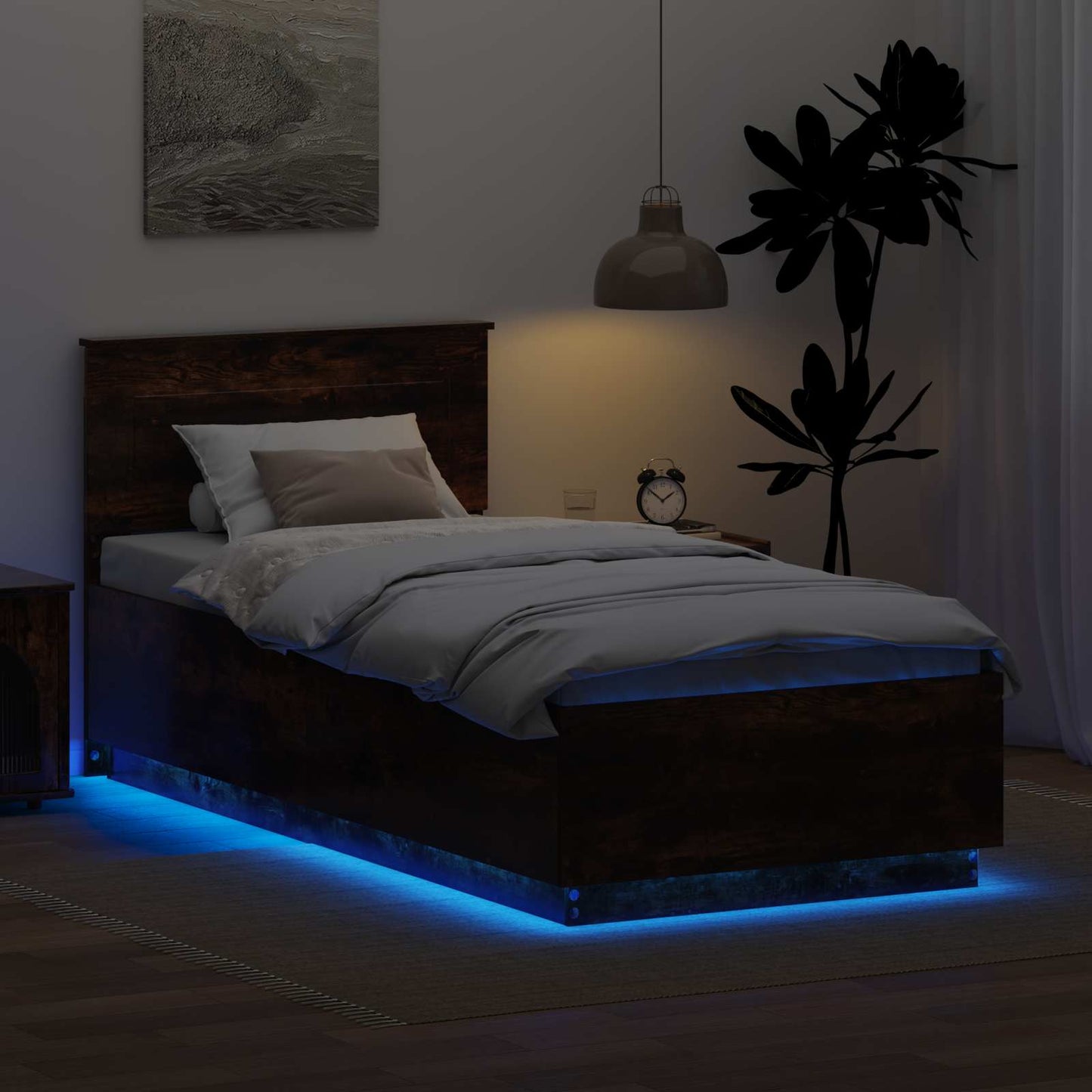 vidaXL Bed Frame Smoked Oak 100 x 200 cm Engineered Wood