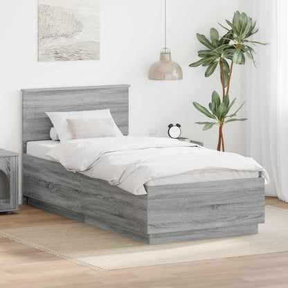 vidaXL Bed Frame Grey Sonoma 100 x 200 cm Engineered Wood