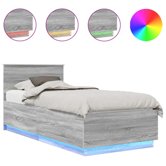 vidaXL Bed Frame Grey Sonoma 100 x 200 cm Engineered Wood