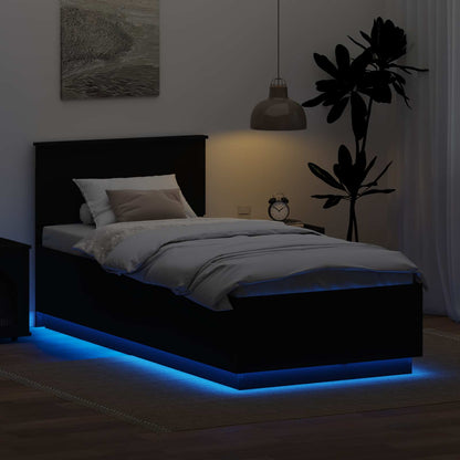 vidaXL Bed Frame with Headboard Black 90 x 190 cm Engineered Wood