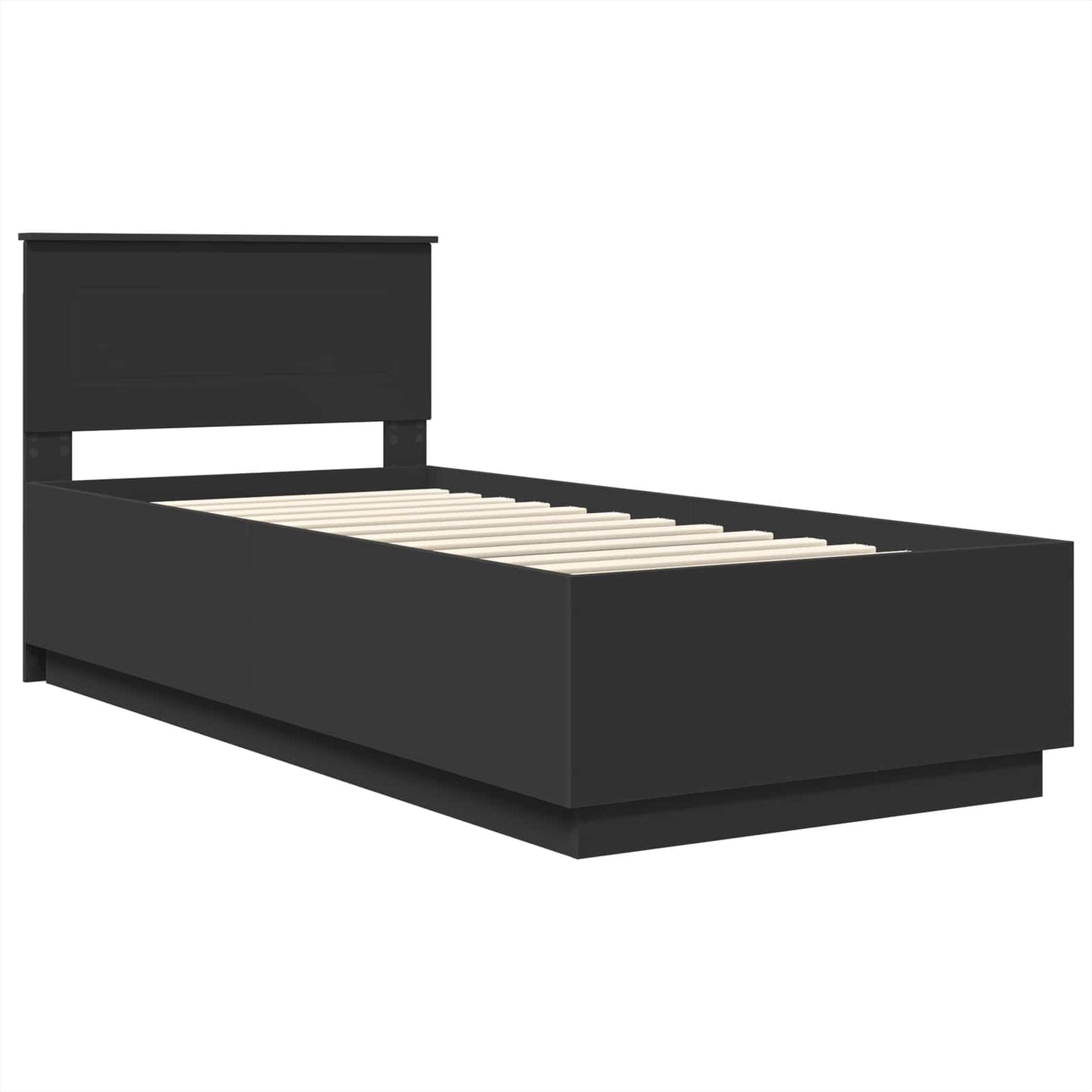 vidaXL Bed Frame with Headboard Black 90 x 190 cm Engineered Wood