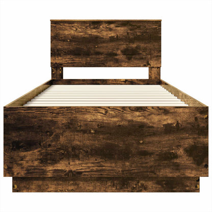 vidaXL Bed Frame with Headboard Smoked Oak 90 x 190 cm Engineered Wood