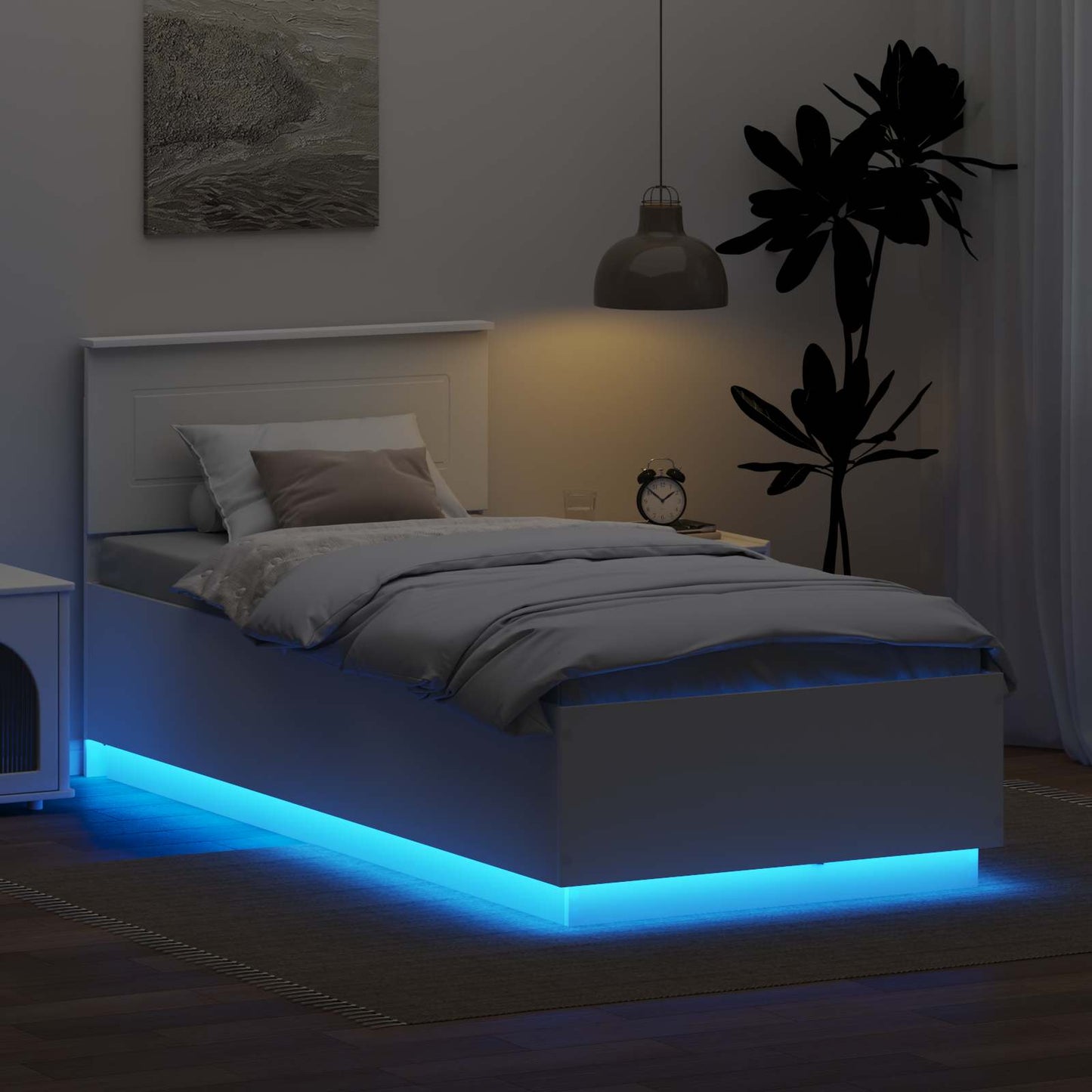 vidaXL Bed Frame with Headboard White 70 x 190 cm Engineered Wood
