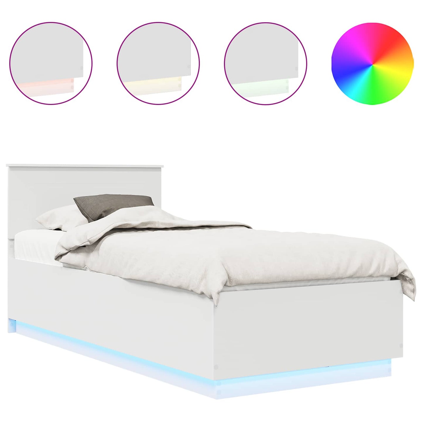 vidaXL Bed Frame with Headboard White 70 x 190 cm Engineered Wood
