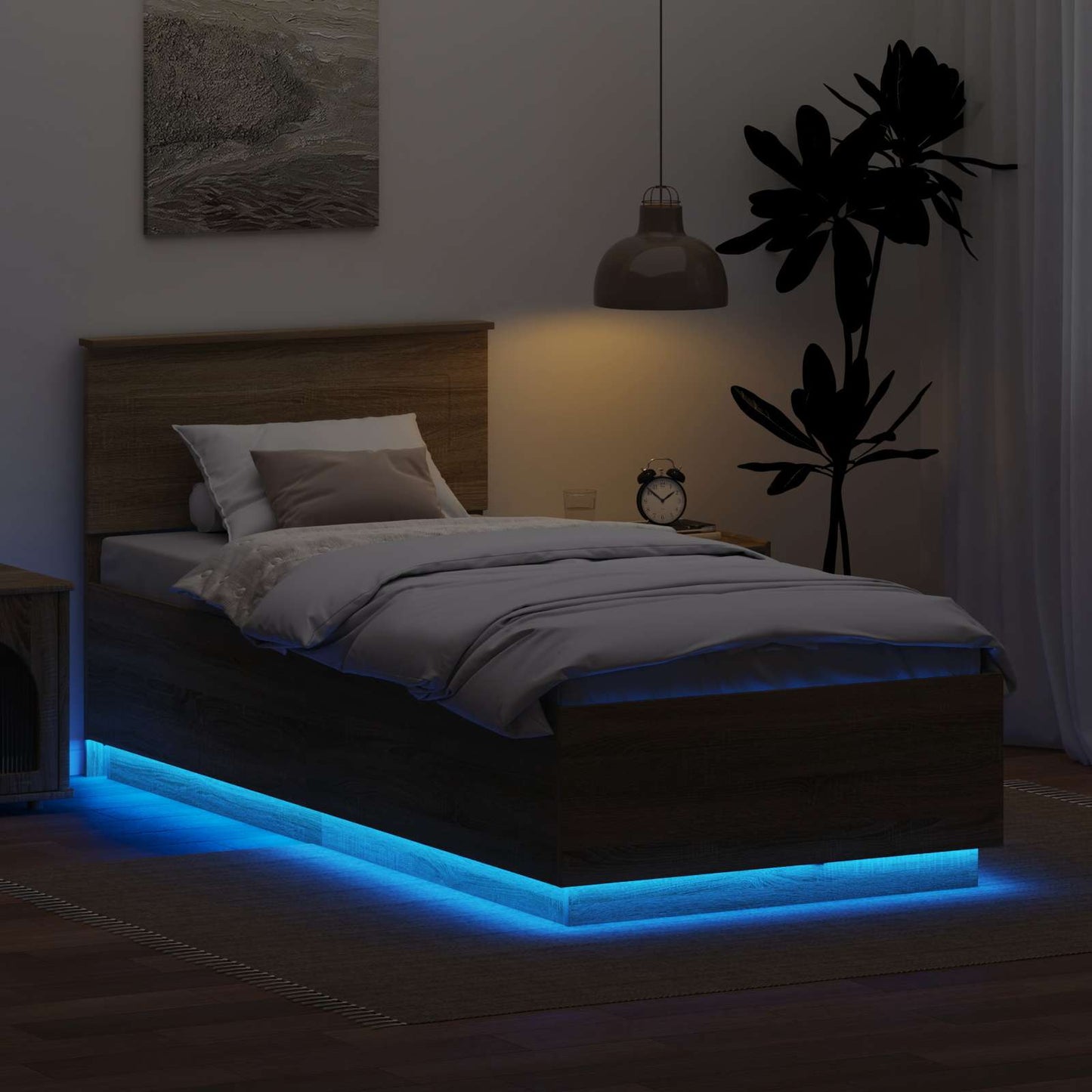 vidaXL Bed Frame with Headboard Sonoma Oak 70 x 190 cm Engineered Wood
