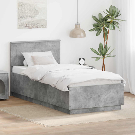 vidaXL Bed Frame Concrete Grey 70 x 190 cm Engineered Wood