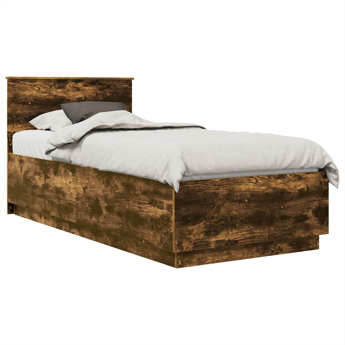 vidaXL Bed Frame with Headboard Smoked Oak 70 x 190 cm Engineered Wood