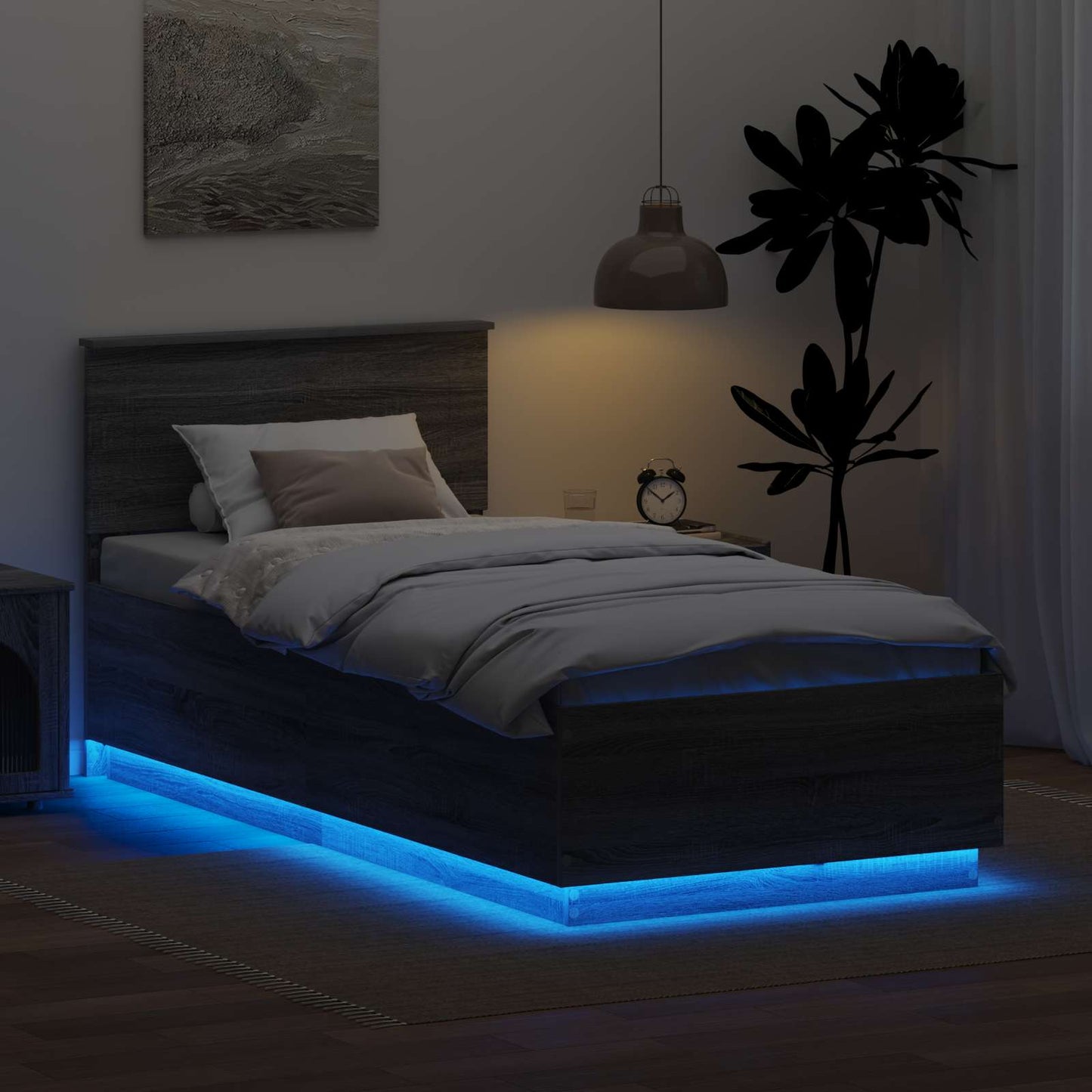 vidaXL Bed Frame Grey Sonoma 70 x 190 cm Engineered Wood