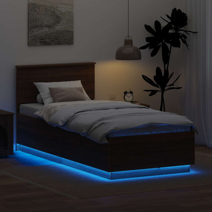 vidaXL Bed Frame with Headboard Brown Oak 70 x 190 cm Engineered Wood