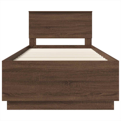 vidaXL Bed Frame with Headboard Brown Oak 70 x 190 cm Engineered Wood