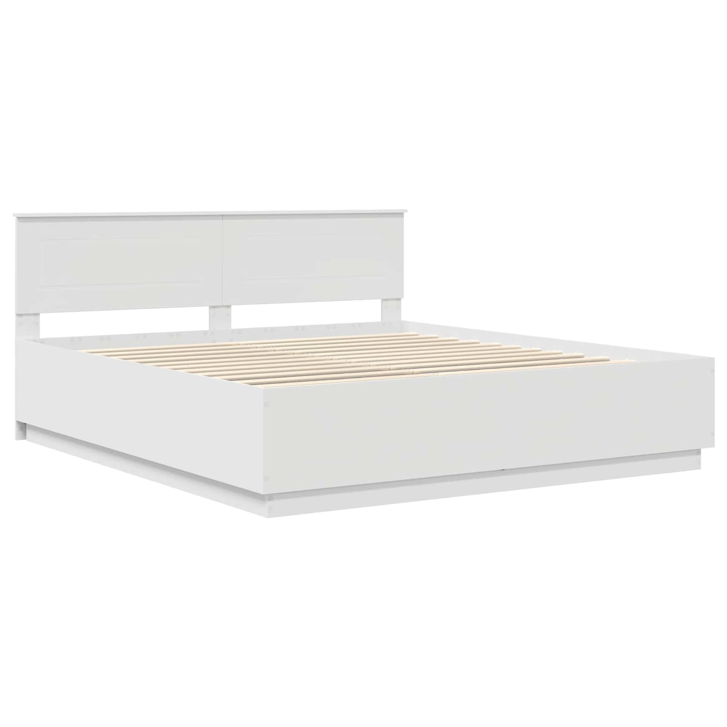 vidaXL Bed Frame with Headboard White 200 x 200 cm Engineered Wood