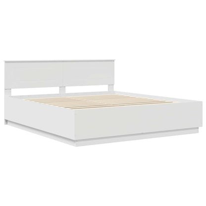 vidaXL Bed Frame with Headboard White 200 x 200 cm Engineered Wood