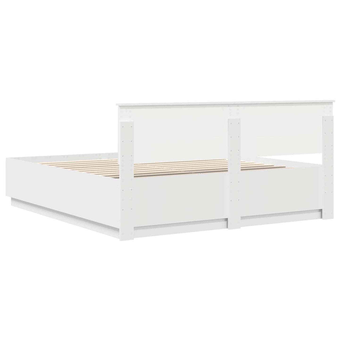 vidaXL Bed Frame with Headboard White 200 x 200 cm Engineered Wood