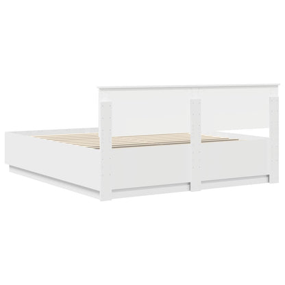 vidaXL Bed Frame with Headboard White 200 x 200 cm Engineered Wood