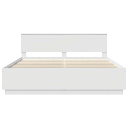 vidaXL Bed Frame with Headboard White 200 x 200 cm Engineered Wood