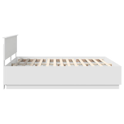 vidaXL Bed Frame with Headboard White 200 x 200 cm Engineered Wood