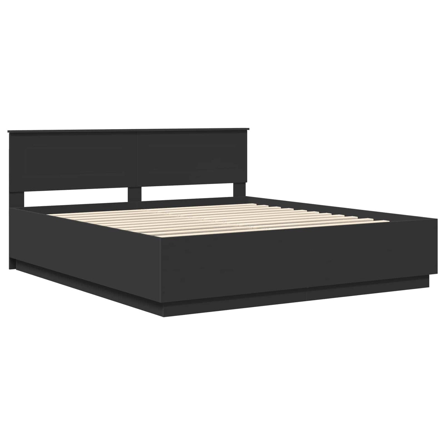 vidaXL Bed Frame with Headboard Black 200 x 200 cm Engineered Wood