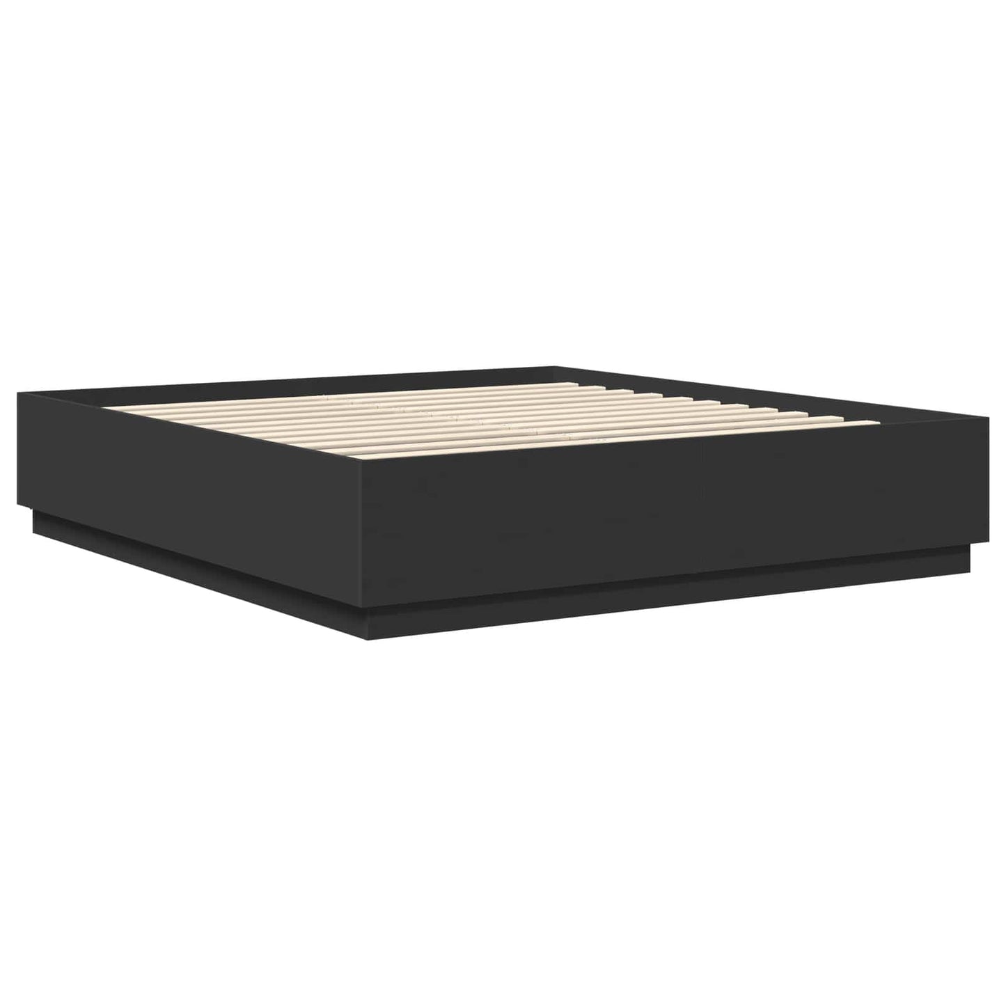 vidaXL Bed Frame with Headboard Black 200 x 200 cm Engineered Wood