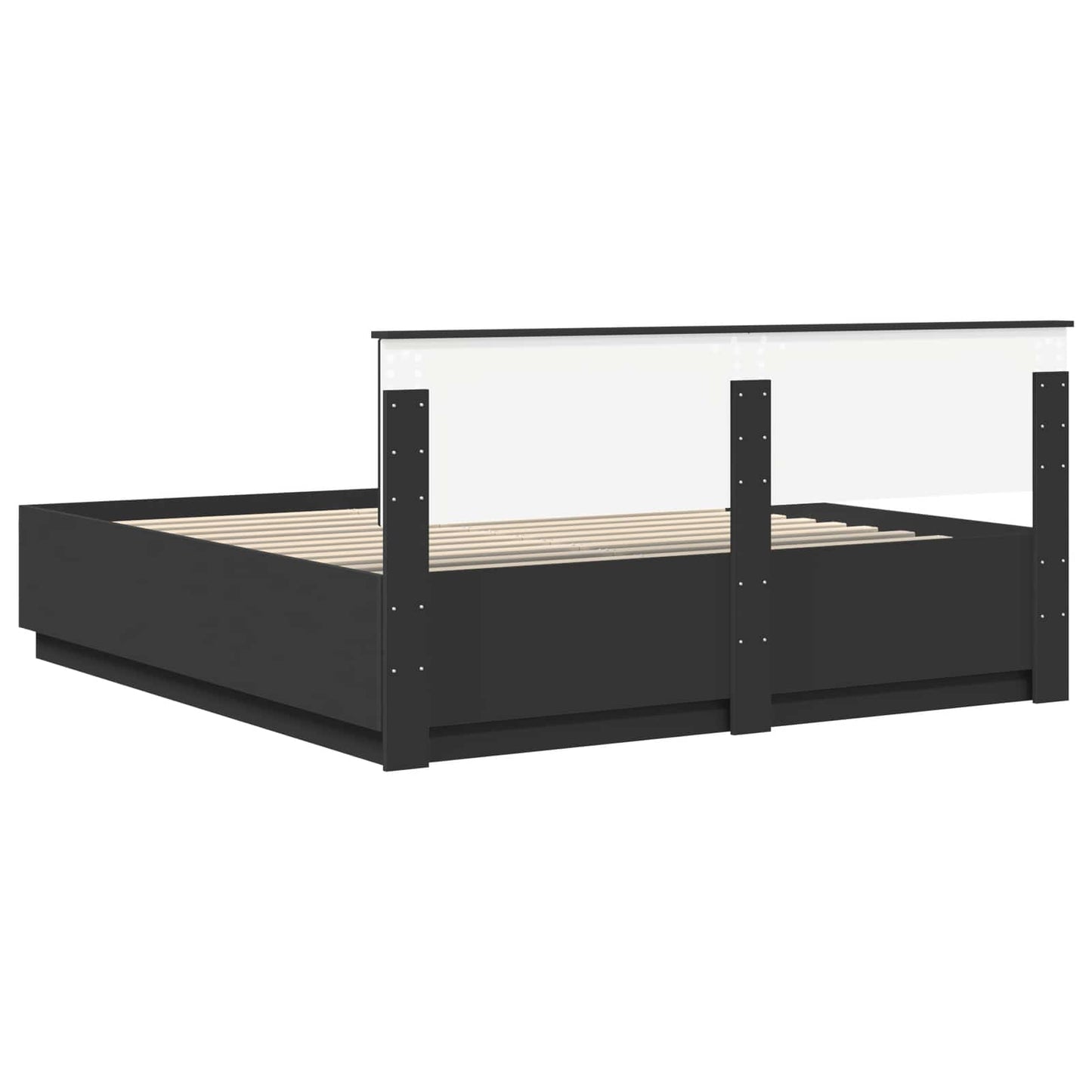 vidaXL Bed Frame with Headboard Black 200 x 200 cm Engineered Wood