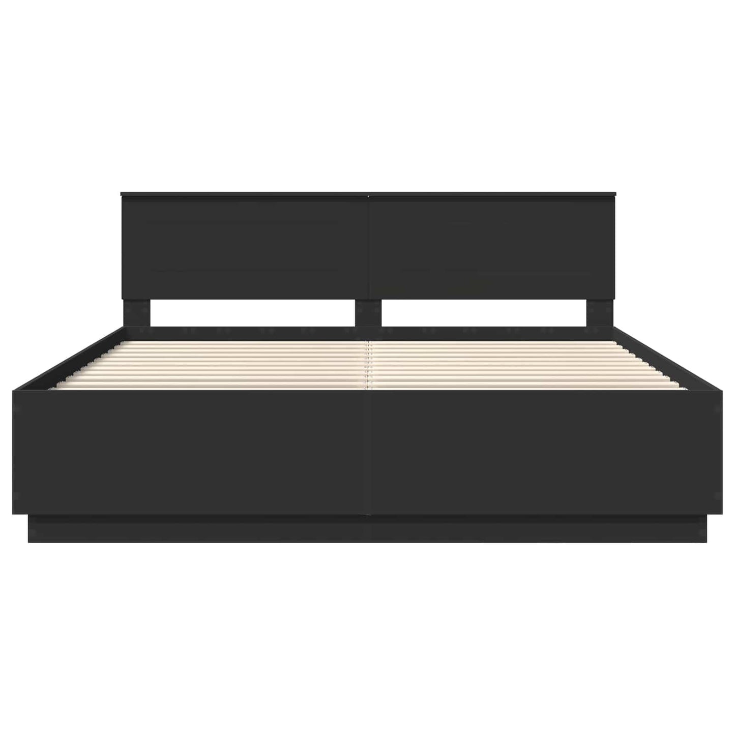 vidaXL Bed Frame with Headboard Black 200 x 200 cm Engineered Wood
