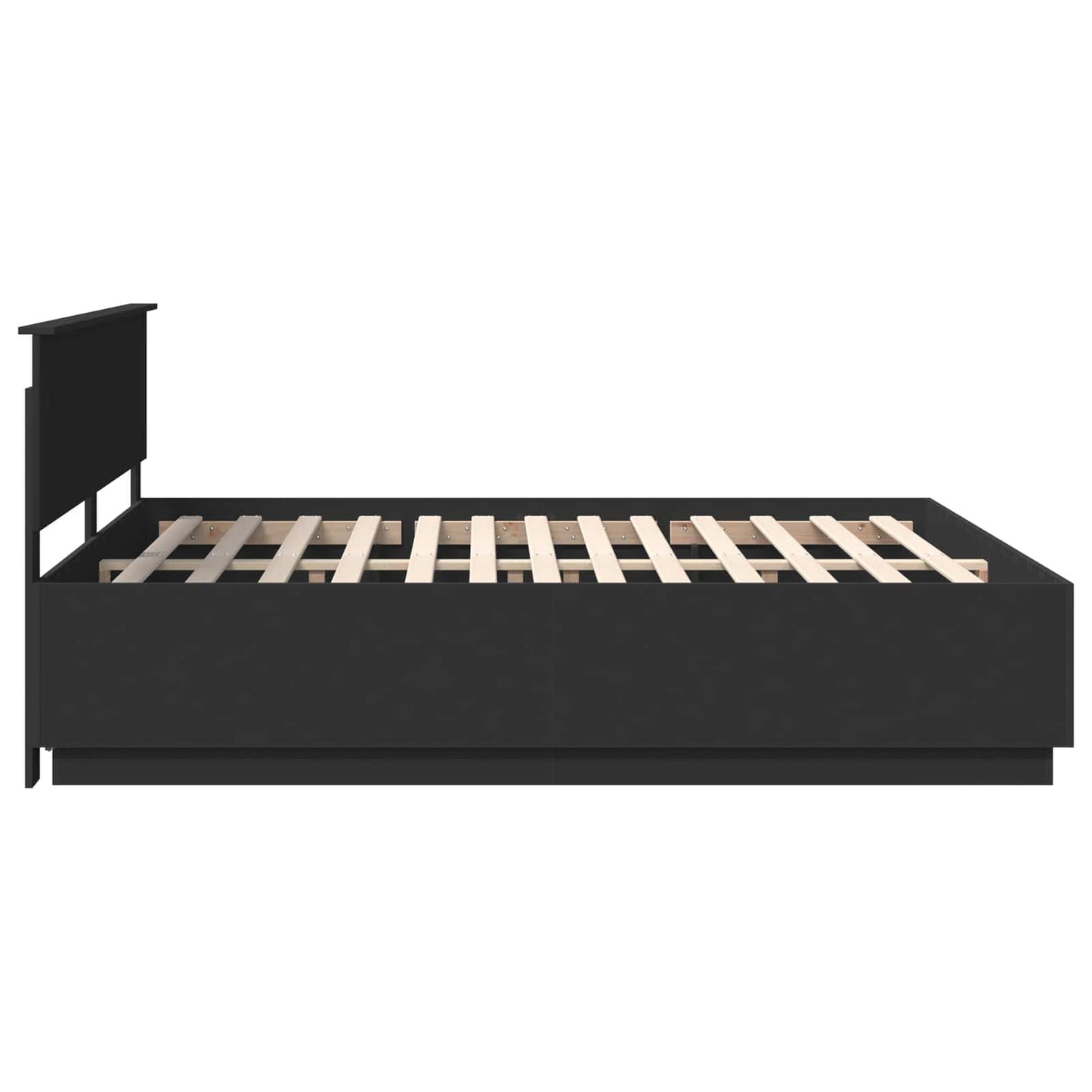 vidaXL Bed Frame with Headboard Black 200 x 200 cm Engineered Wood