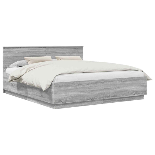 vidaXL Bed Frame Grey Sonoma 200 x 200 cm Engineered Wood