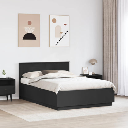 vidaXL Bed Frame with Headboard Black 150 x 200 cm Engineered Wood