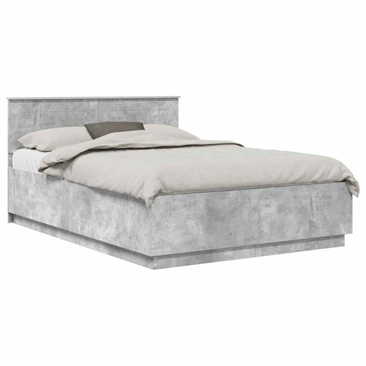 vidaXL Bed Frame Concrete Grey 140 x 190 cm Engineered Wood