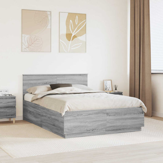 vidaXL Bed Frame Grey Sonoma 140 x 190 cm Engineered Wood