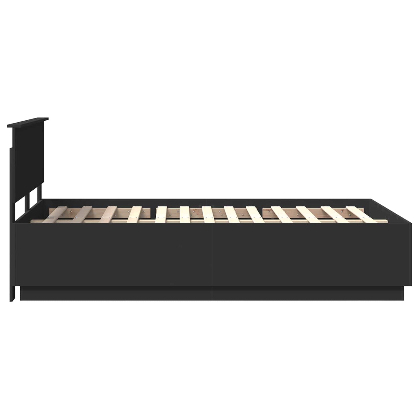 vidaXL Bed Frame with Headboard Black 135 x 190 cm Engineered Wood