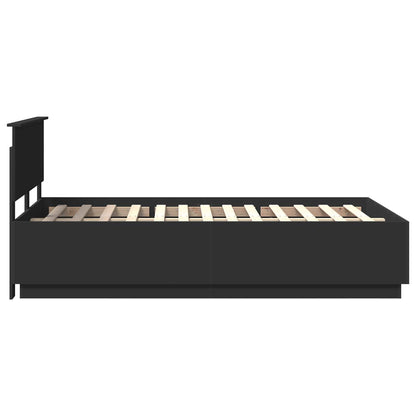 vidaXL Bed Frame with Headboard Black 135 x 190 cm Engineered Wood