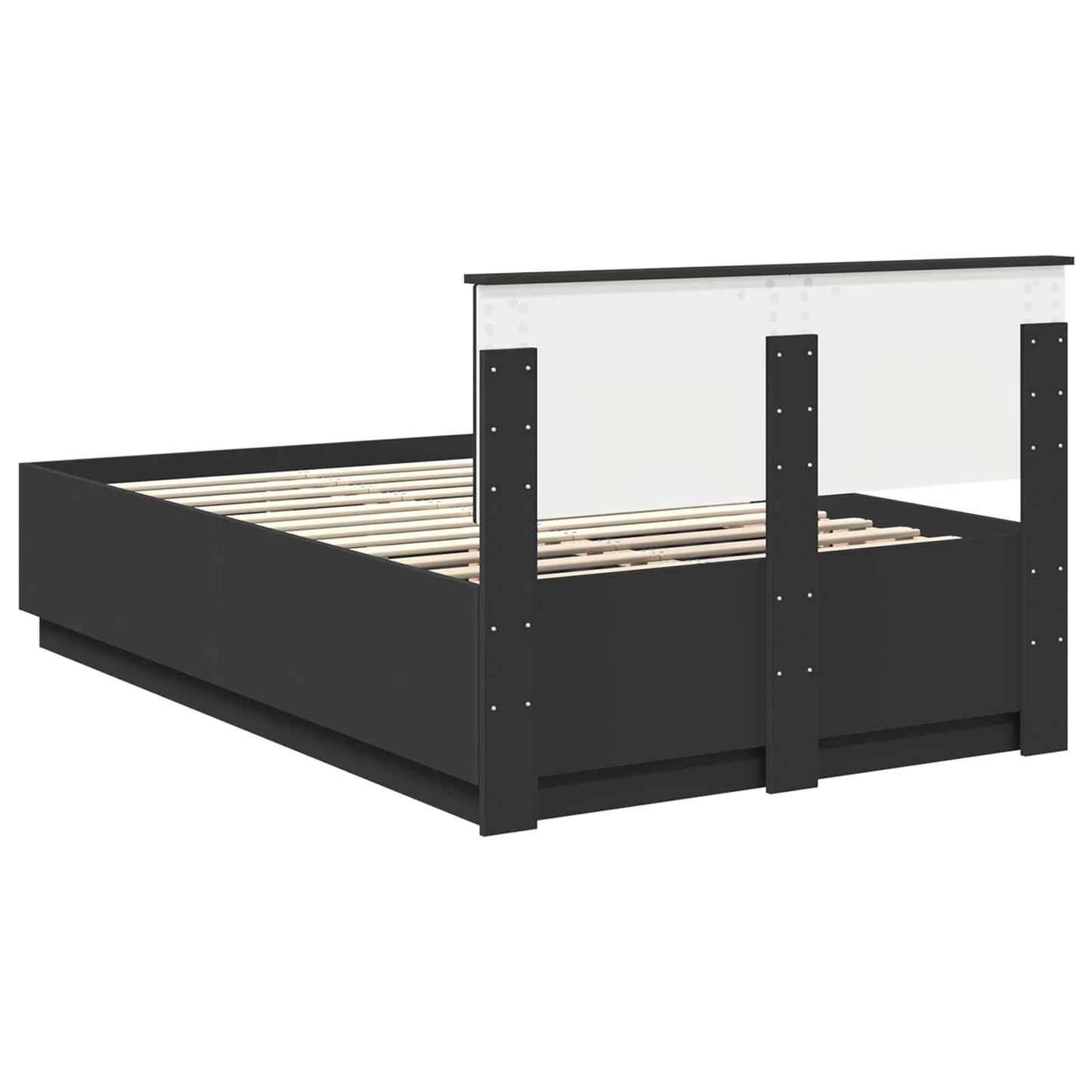 vidaXL Bed Frame with Headboard Black 120 x 190 cm Engineered Wood