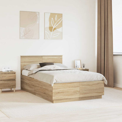 vidaXL Bed Frame Sonoma Oak 120 x 190 cm Engineered Wood