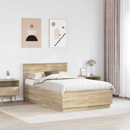 vidaXL Bed Frame Sonoma Oak 120 x 190 cm Engineered Wood