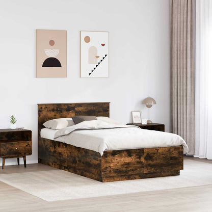 vidaXL Bed Frame Smoked Oak 120 x 190 cm Engineered Wood
