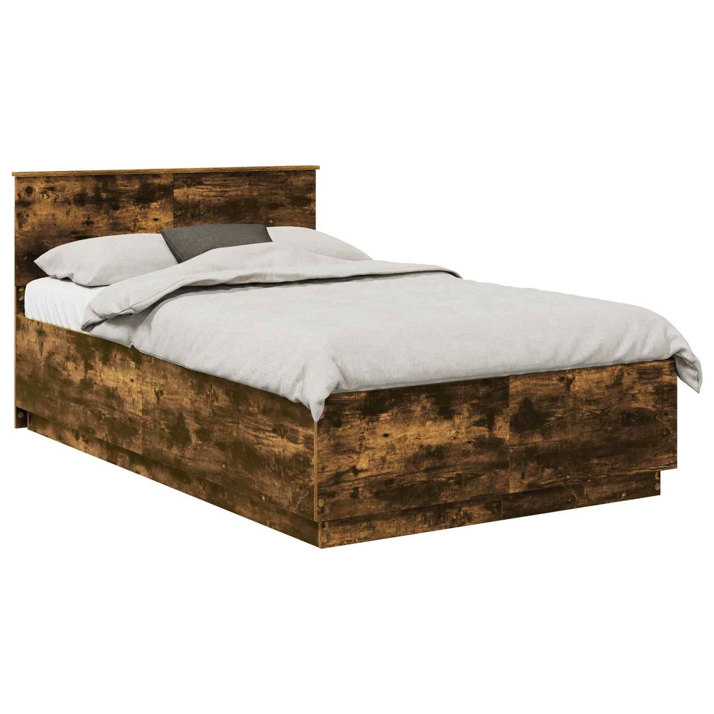 vidaXL Bed Frame Smoked Oak 120 x 190 cm Engineered Wood