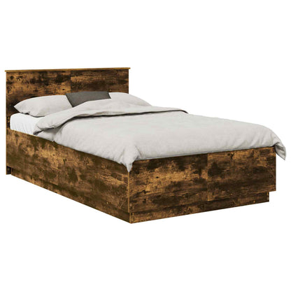 vidaXL Bed Frame Smoked Oak 120 x 190 cm Engineered Wood