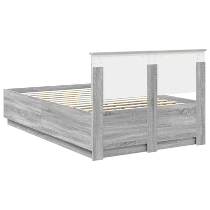 vidaXL Bed Frame Grey Sonoma 120 x 190 cm Engineered Wood