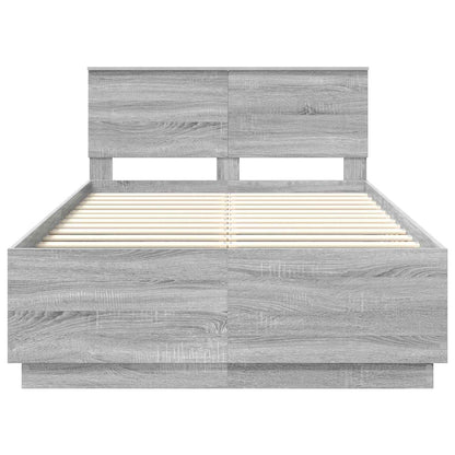 vidaXL Bed Frame Grey Sonoma 120 x 190 cm Engineered Wood