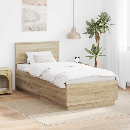 vidaXL Bed Frame Sonoma Oak 100 x 200 cm Engineered Wood