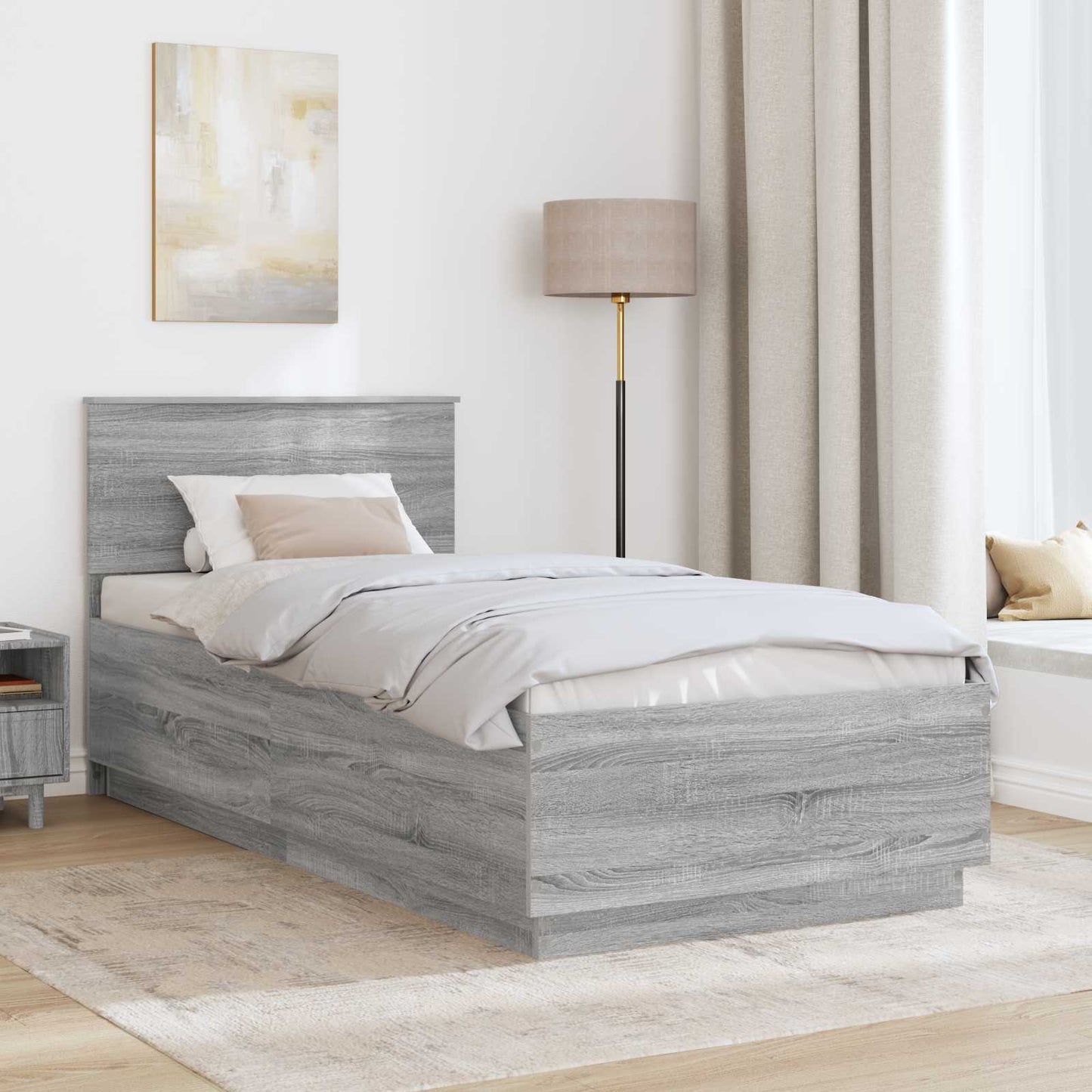 vidaXL Bed Frame Grey Sonoma 100 x 200 cm Engineered Wood