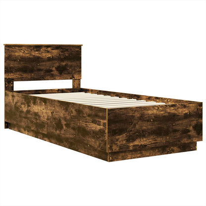 vidaXL Bed Frame with Headboard Smoked Oak 90 x 200 cm Engineered Wood
