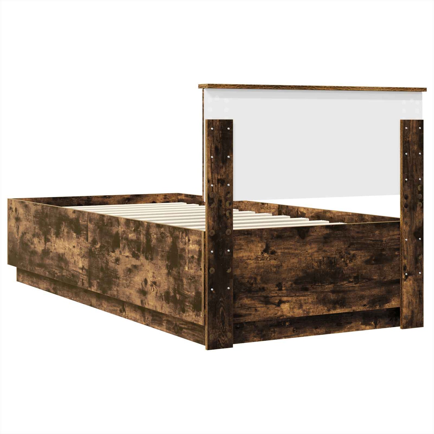 vidaXL Bed Frame with Headboard Smoked Oak 90 x 200 cm Engineered Wood