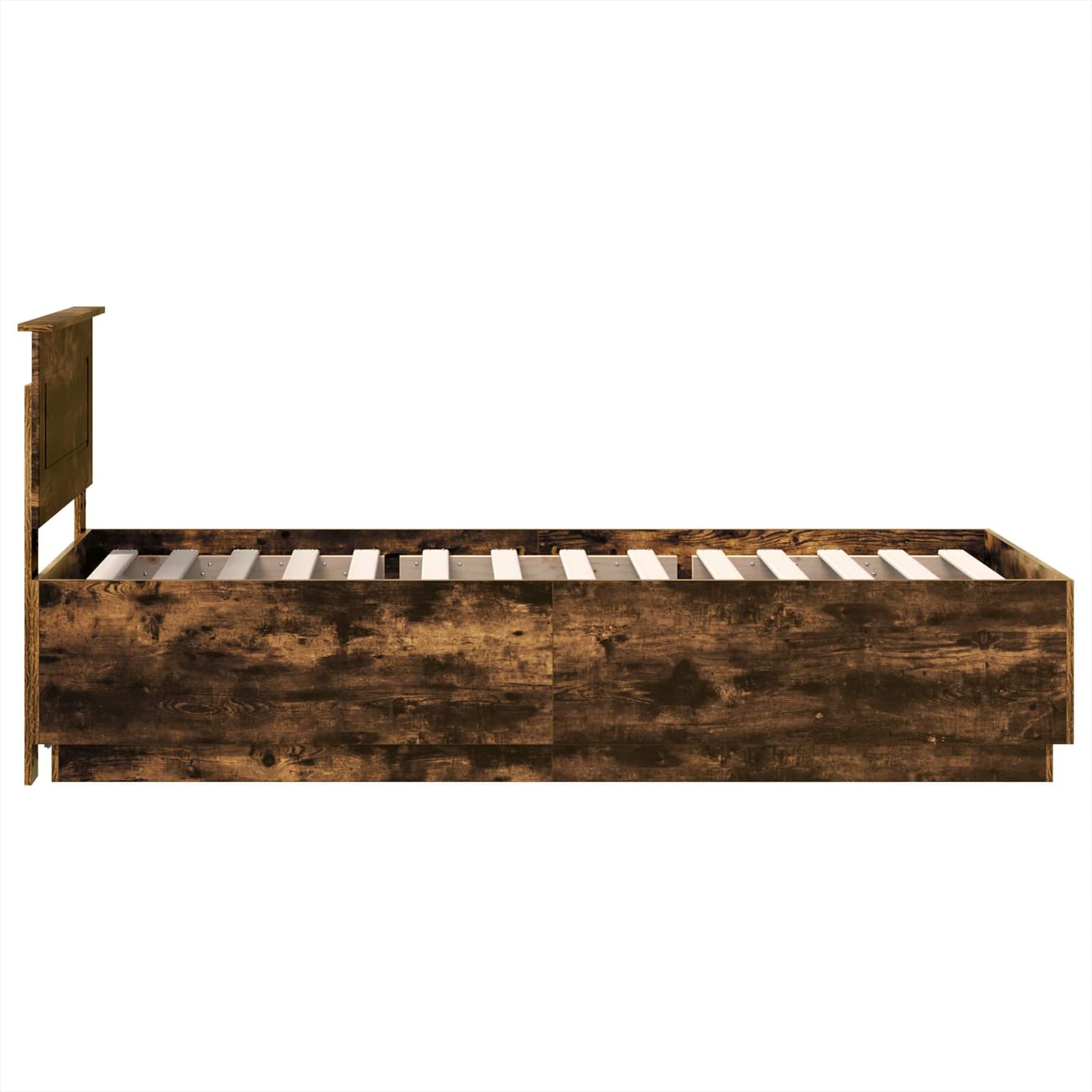 vidaXL Bed Frame with Headboard Smoked Oak 90 x 200 cm Engineered Wood